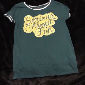 “Serious about fun” short sleeve shirt.